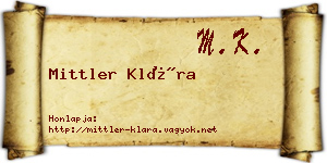 Mittler Klára névjegykártya